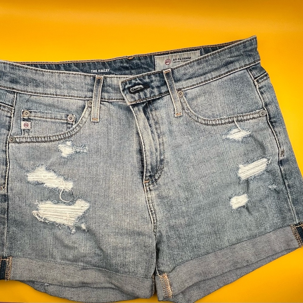 AG Adriano Goldschmied Women's Haley Distressed Jean Shorts - Blue